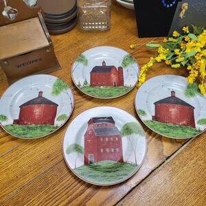 Warren Kimble Collectible Barn Plates Set of 4 Farmhouse Decor Decorative Plates